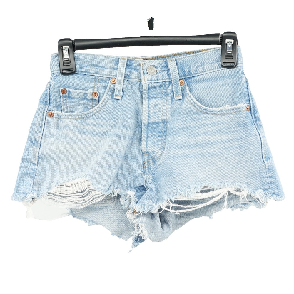 Levis Premium Denim Jean Shorts SZ 24 501 Cutoff Distressed Retro 90s Grunge